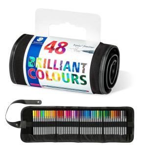 روان نویس 48 رنگ استدلر همراه با کیف چرمی مشکی Brilliant Colours