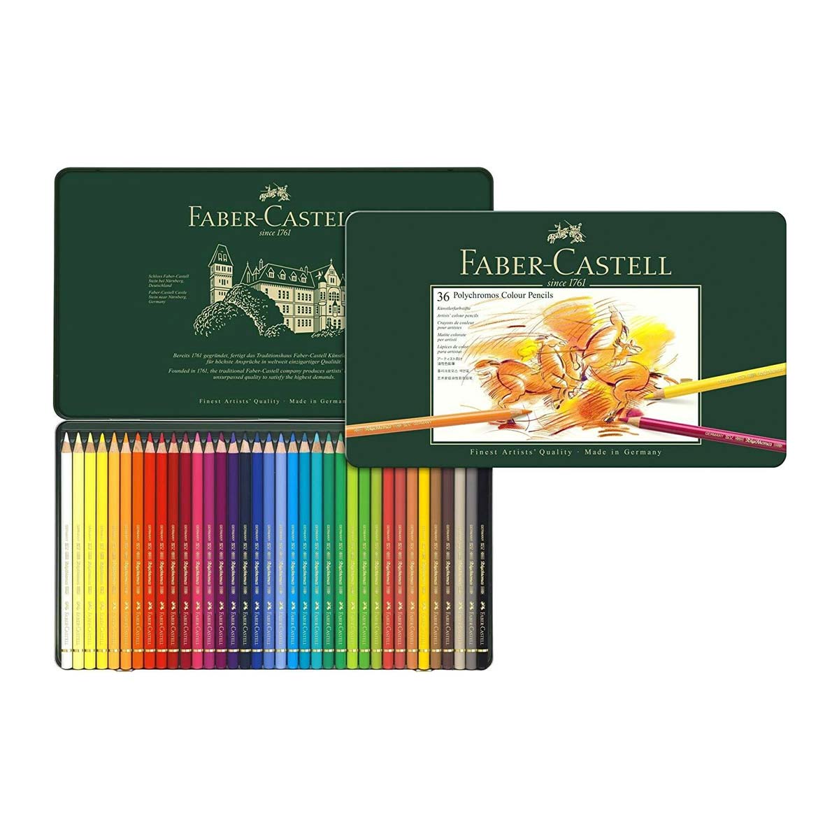 مداد رنگی 36 رنگ فابر کاستل پلی کروموس - جعبه فلزی