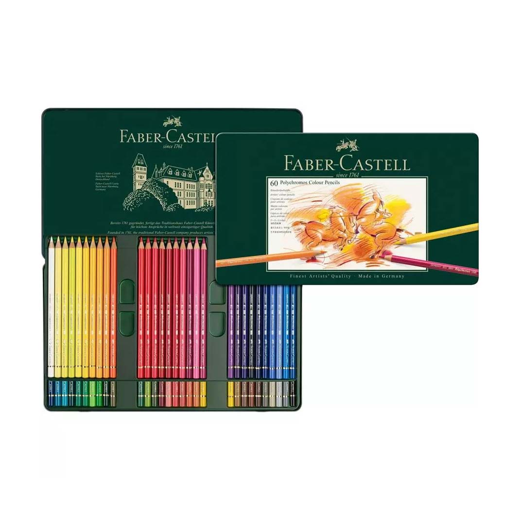 مداد رنگی 60 رنگ فابر کاستل پلی کروموس - جعبه فلزی